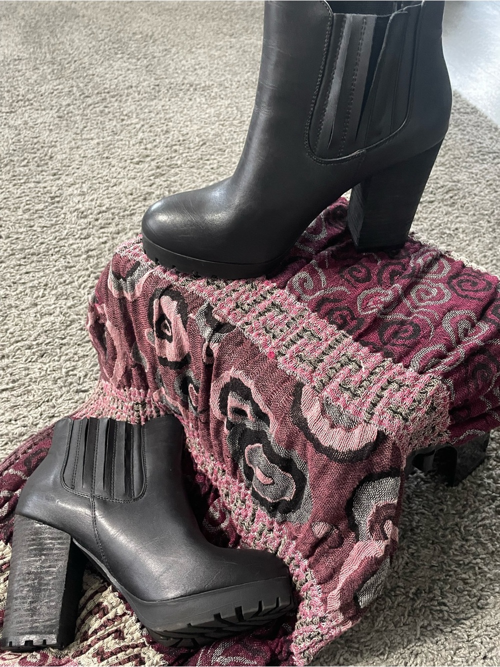 Madden Girl Black Chunky Heel Chelsea Ankle Boots